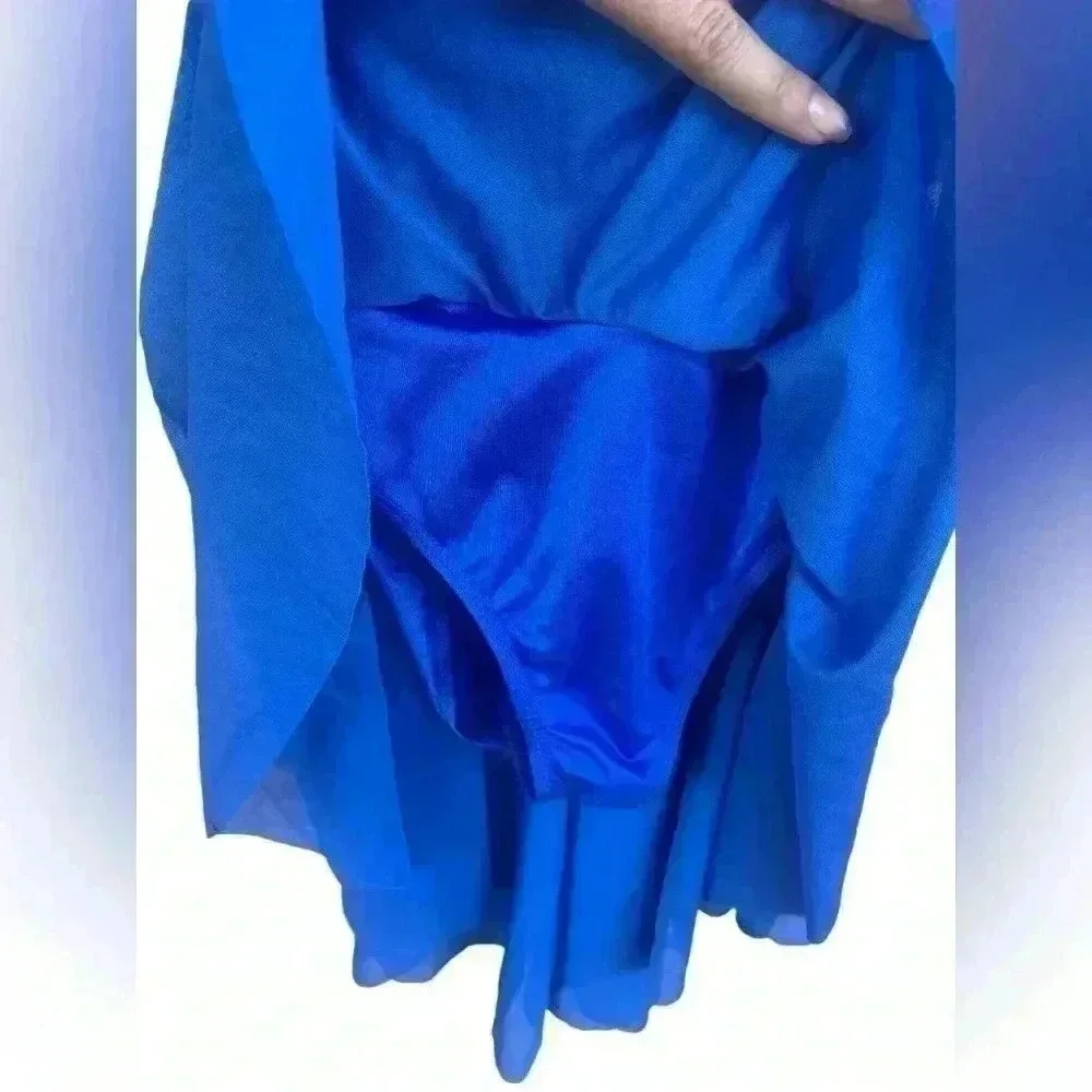 Boutique Girls Dance costume beautiful royal blue backless flower detail sz L
